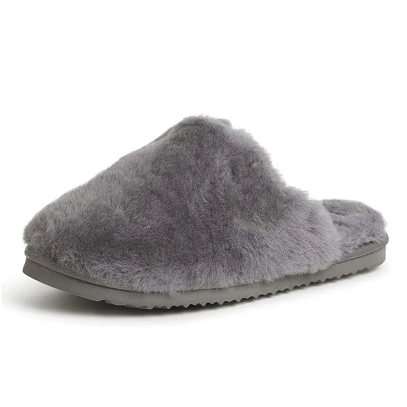 Men’s Grey Covered Toe Wool Slippers