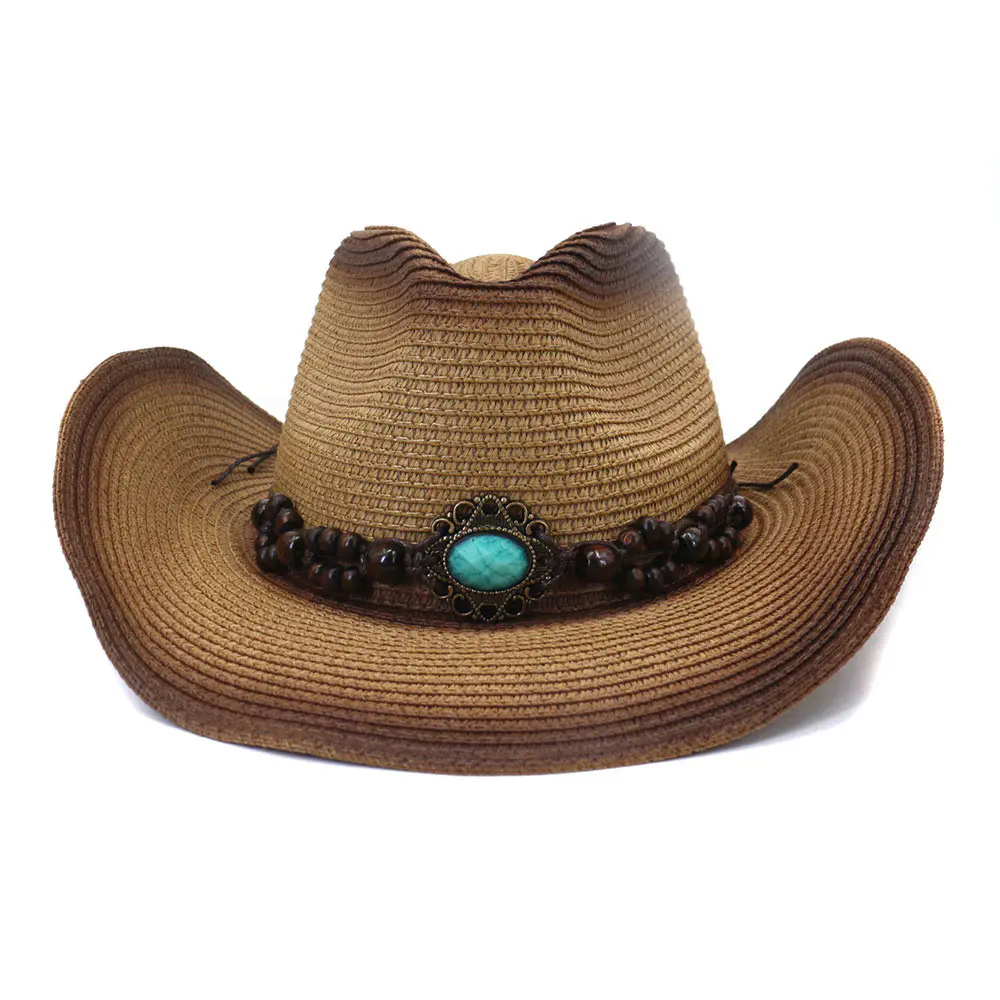 Men’s Khaki+Coffee Beach Cowboy Straw Hat