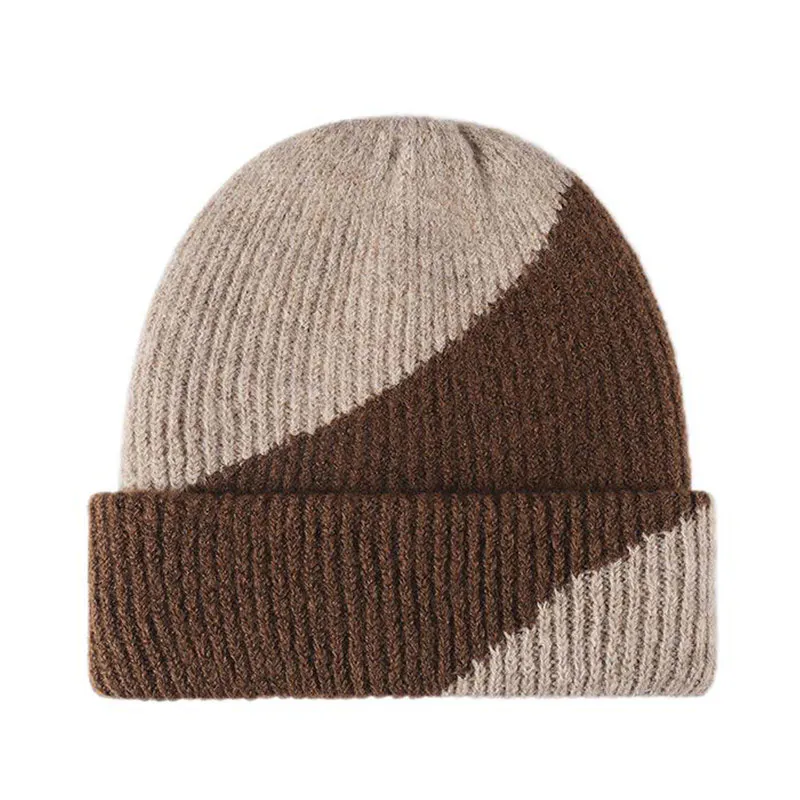 Men’s Khaki+Coffee Jacquard Cashmere Beanies
