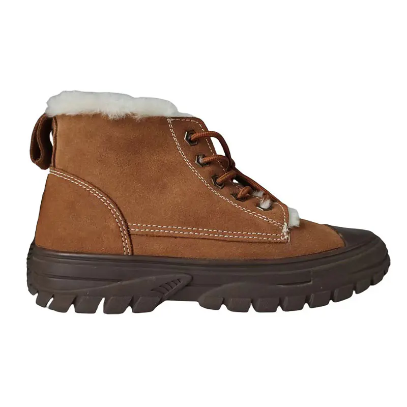 Women’s Maroon Cow Suede Lace Up Wool Martin Boots