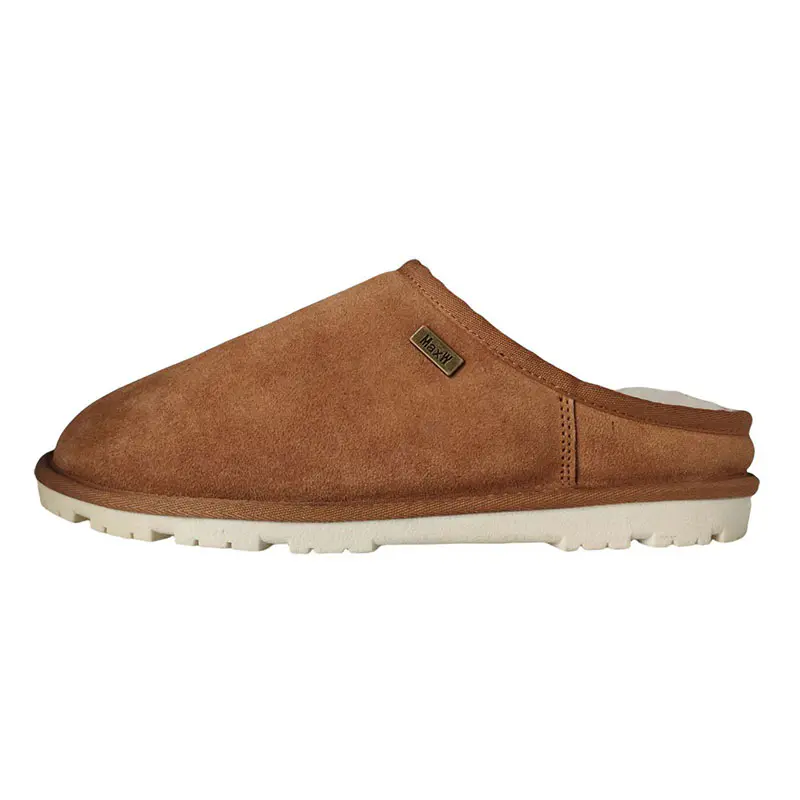 Men’s Maroon Cow Suede Wool Slippers