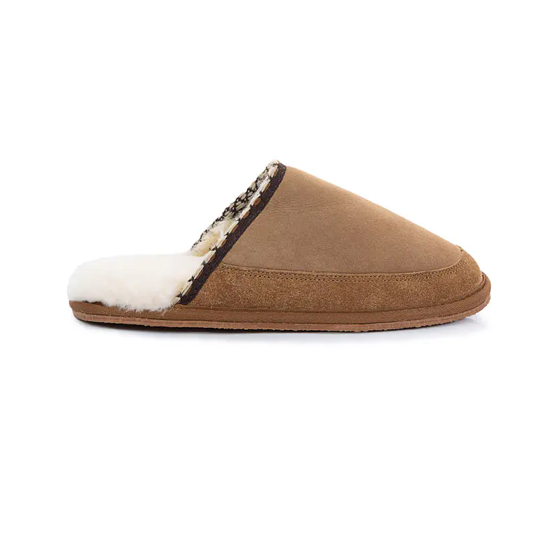 Men’s Maroon Cowhide Wool Slippers