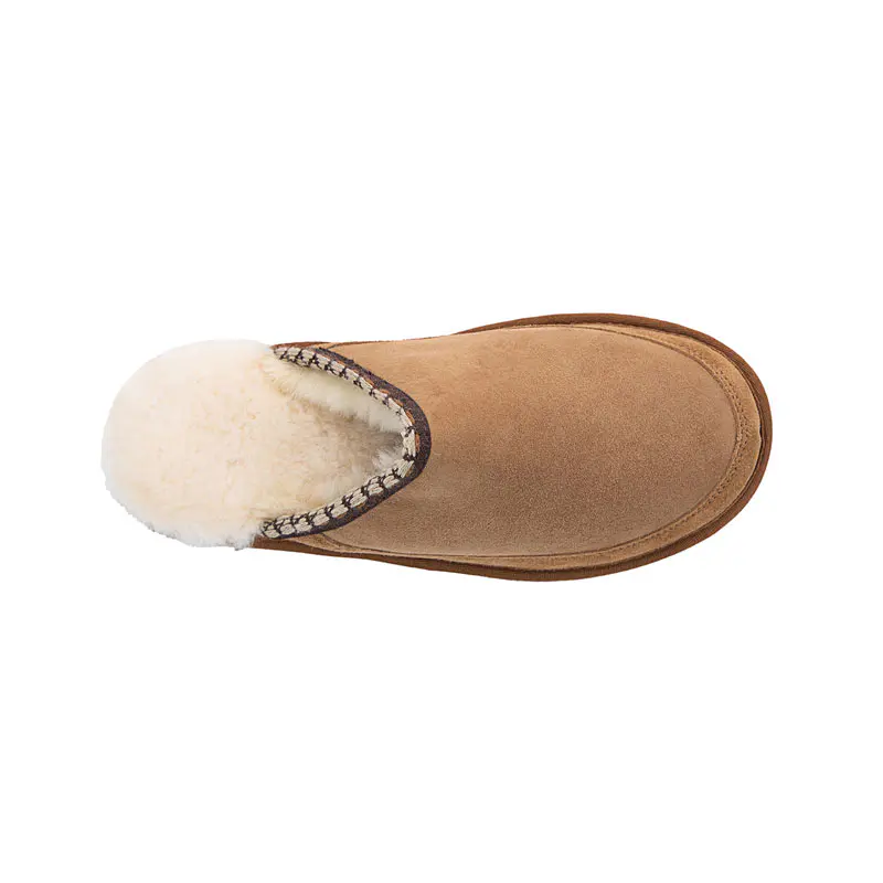 Women’s Chestnut Cow Suede Covered Toe Wool Slippers