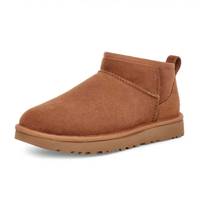 Men’s Maroon Cowhide Wool Snow Boots