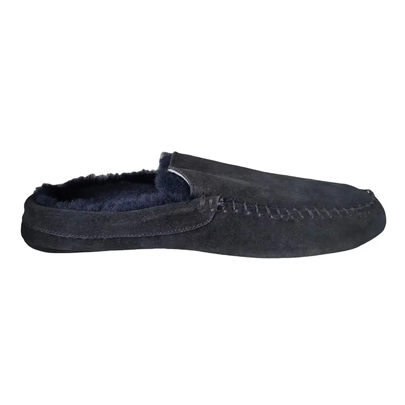 Men’s Navy Blue Cow Suede Wool Loafers