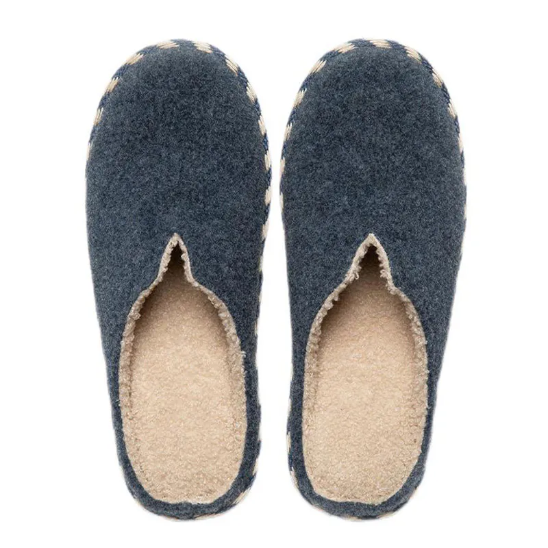 Men’s Navy Wool Felt Slippers
