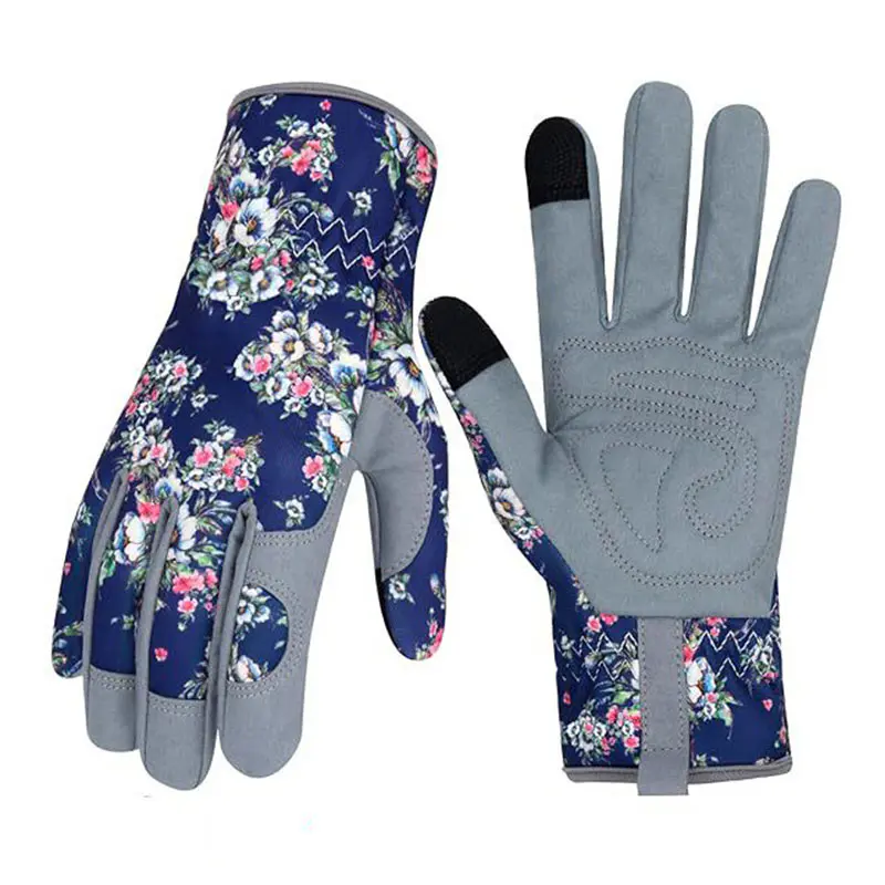 Men’s Printed Microfiber Touchscreen Leather Garden Gloves