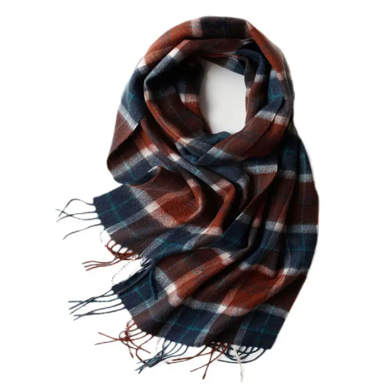 Men’s Red Blue Checkered Cashmere Scarf
