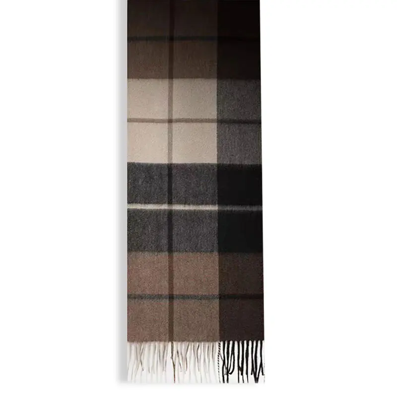 Men’s White Coffee Checkered Cashmere Scarf