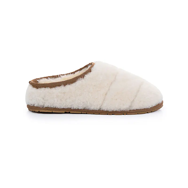 Men’s White Fluffy Wool Slippers