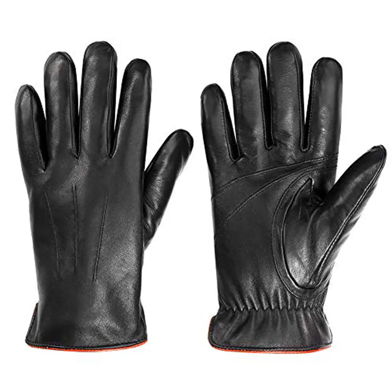 Men’s Winter Black Touchscreen Leather Gloves