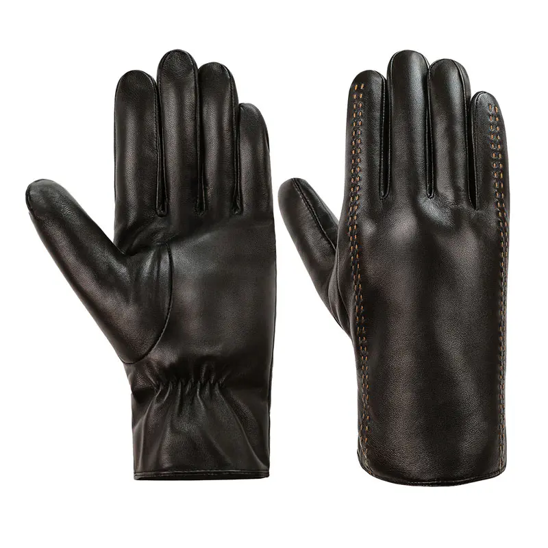 Men’s Winter Black Touchscreen Leather Gloves