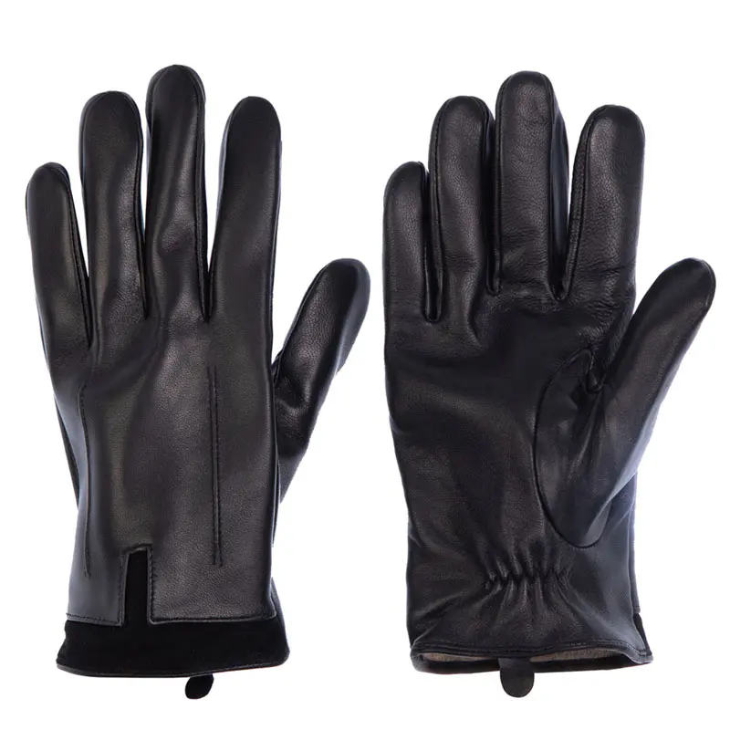 Men’s Winter Black Touchscreen Leather Gloves