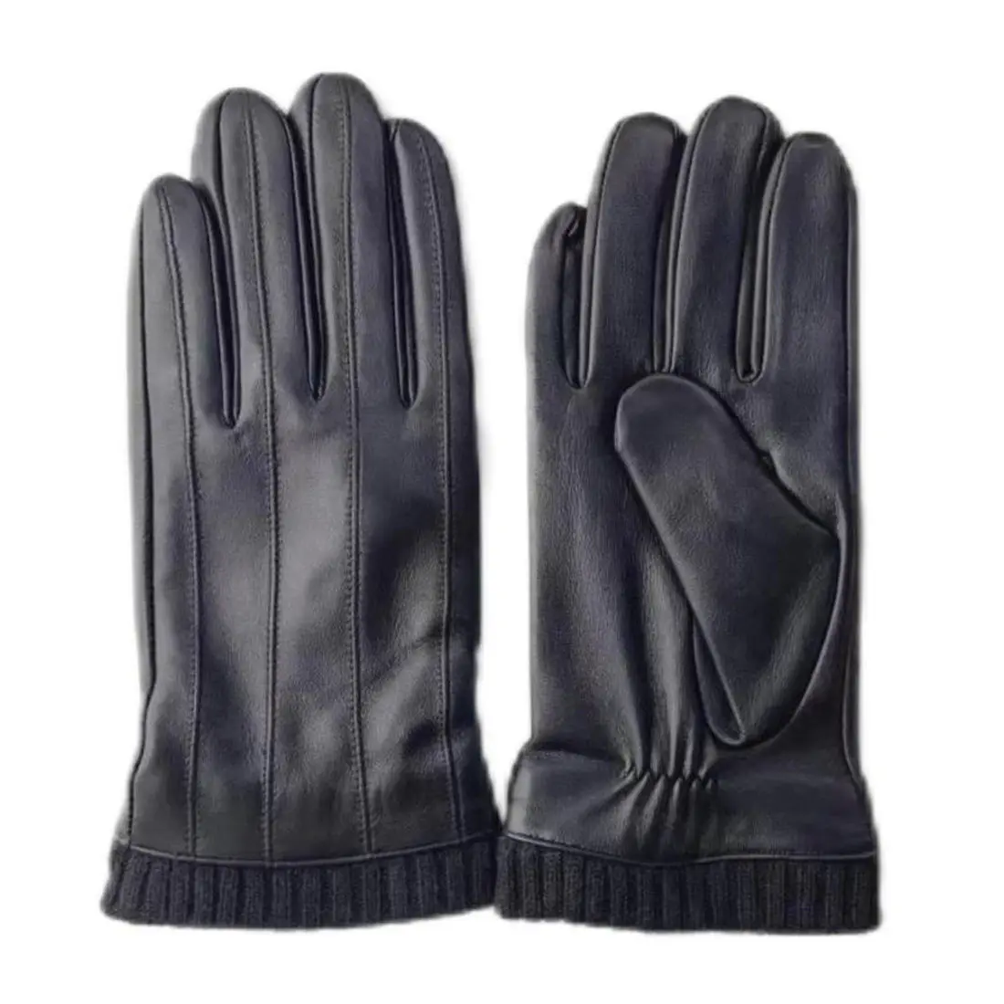 Men’s Winter Black Touchscreen Leather Gloves