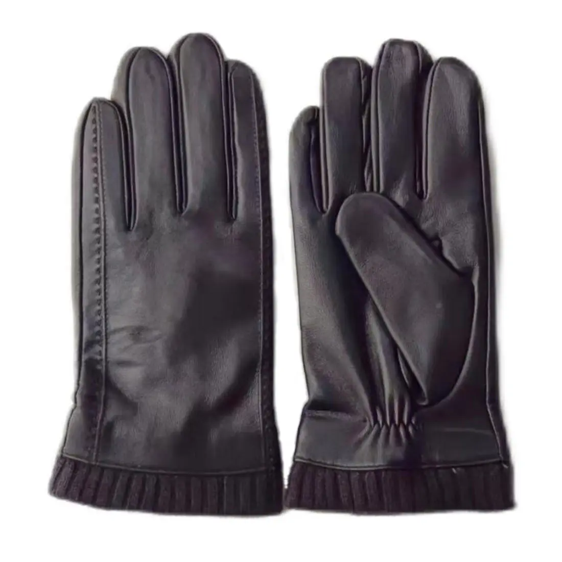 Men’s Winter Black Touchscreen Leather Gloves