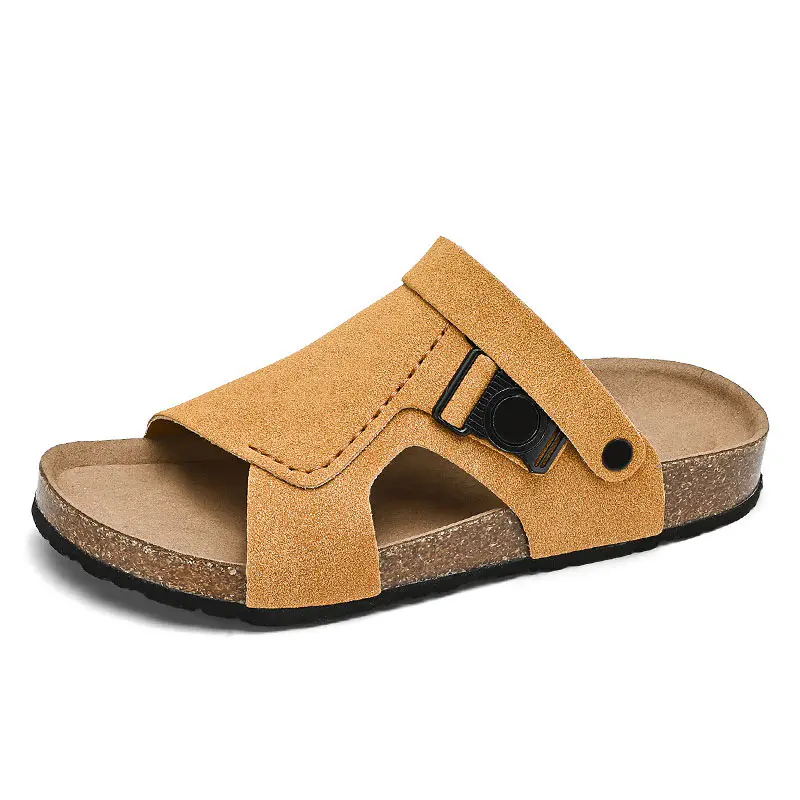 Men’s Yellow Brown Adjustable Cork Birkenstock Sandals
