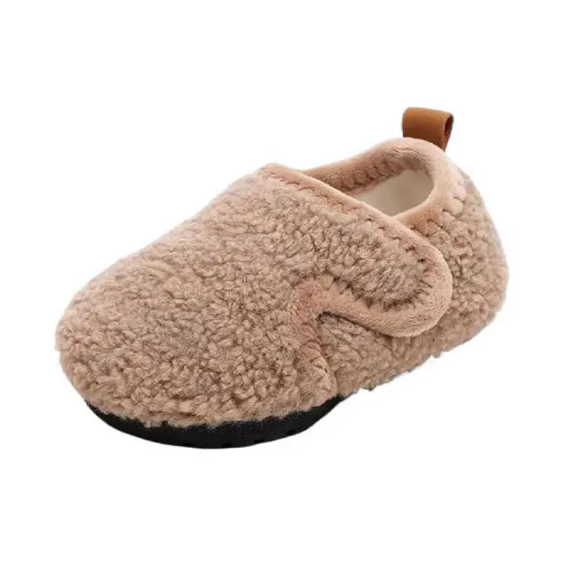 Toddler Brown Lambswool Velcro Shoes