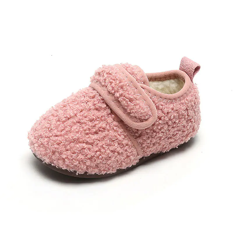 Toddler Pink Lambswool Velcro Slippers