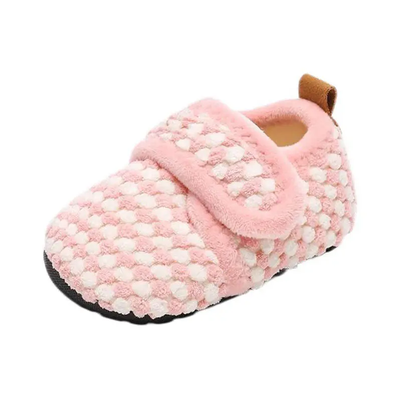 Toddler Pink White Wool Velcro Shoes