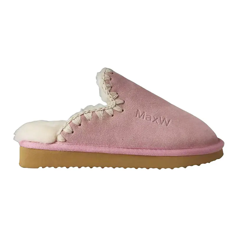 Twisted Design Cow Suede Wool Slippers