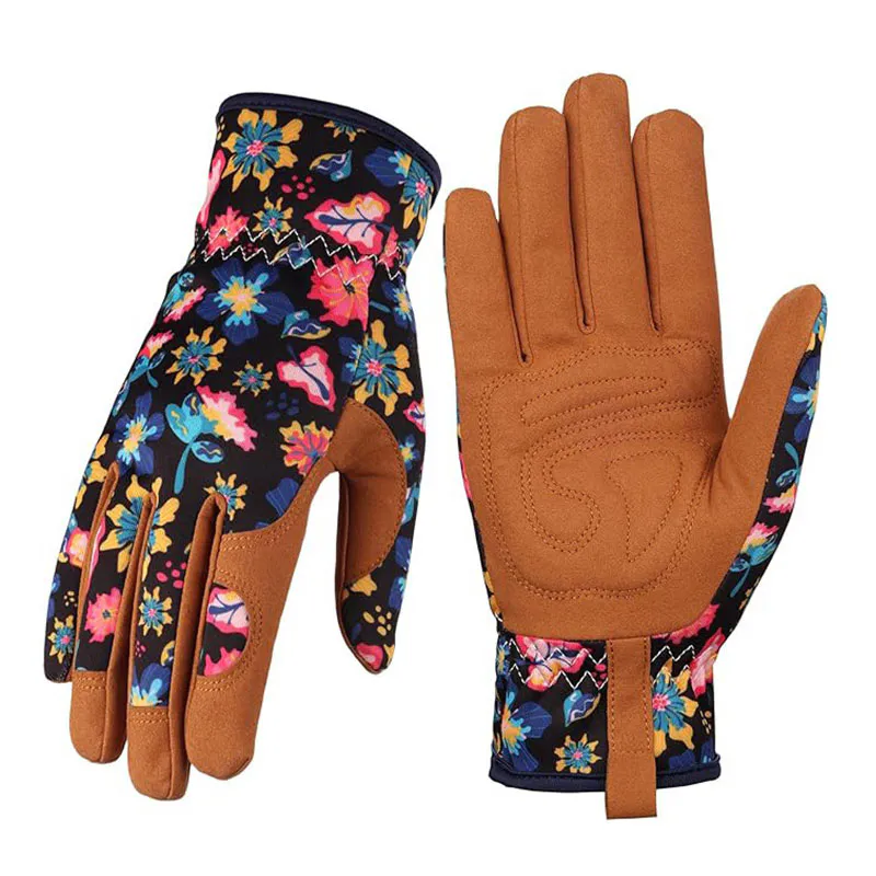 Unisex Printed Microfiber Leather Garden Gloves