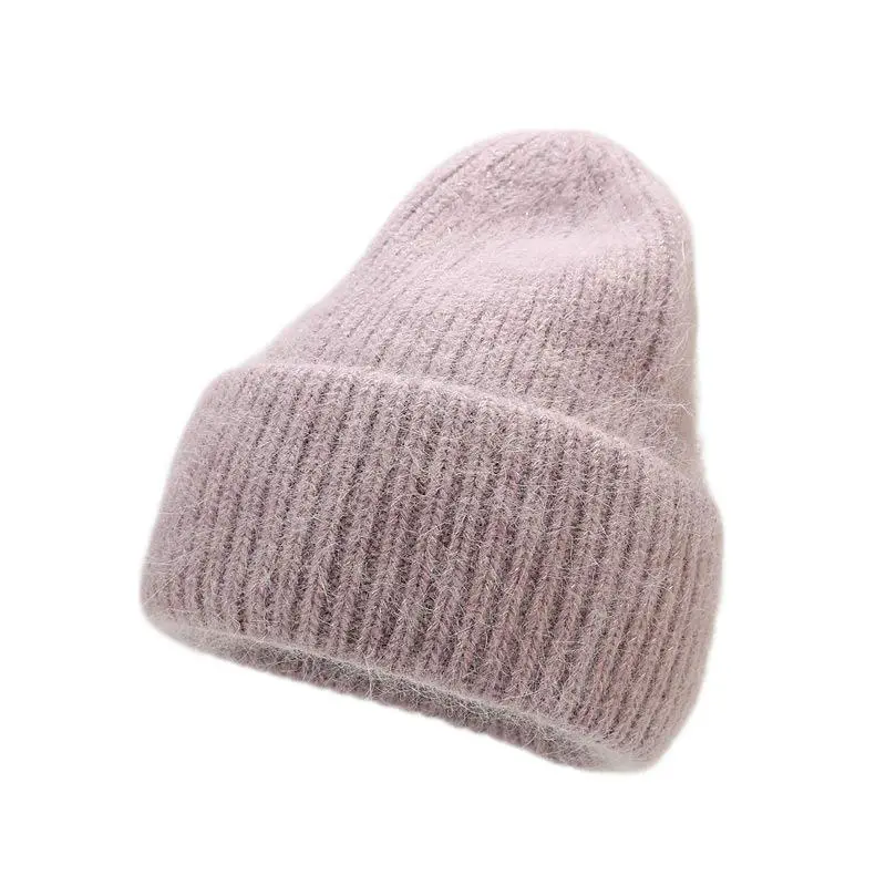Women’s Bean Pink Cashmere Rolled Beanies