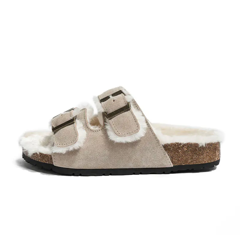 Women’s Beige Adjustable Wool Cork Birkenstocks