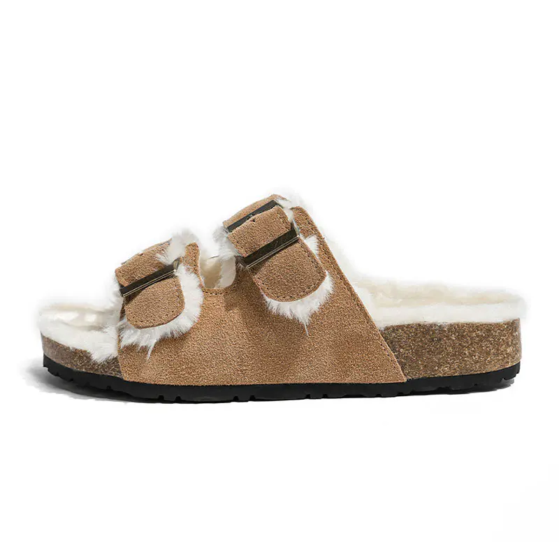 Women’s Light Maroon Adjustable Wool Cork Birkenstocks