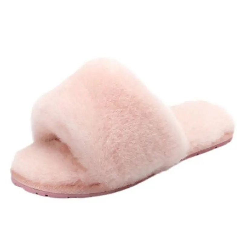 Women’s Pink One-Line Wool Slippers