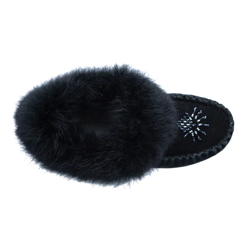 Women’s Black Cowhide Beaded Wool Loafers