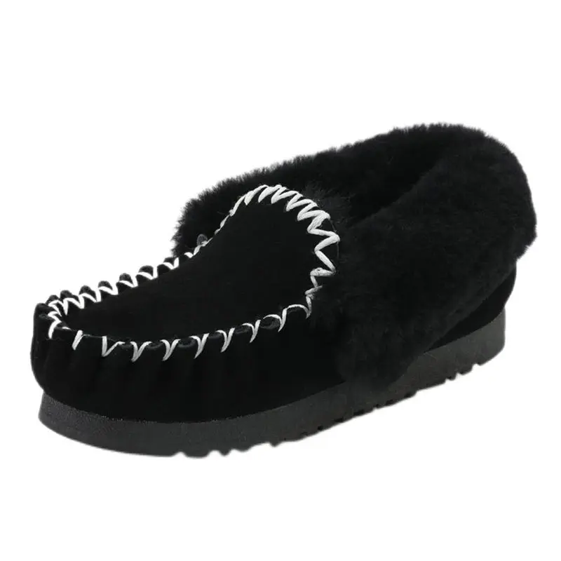 Women’s Black Cowhide Wool Loafers