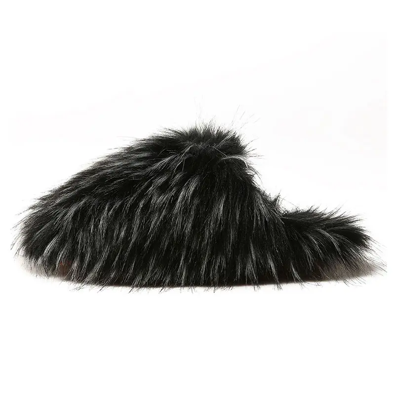 Women’s Black Mink Covered Toe Slippers