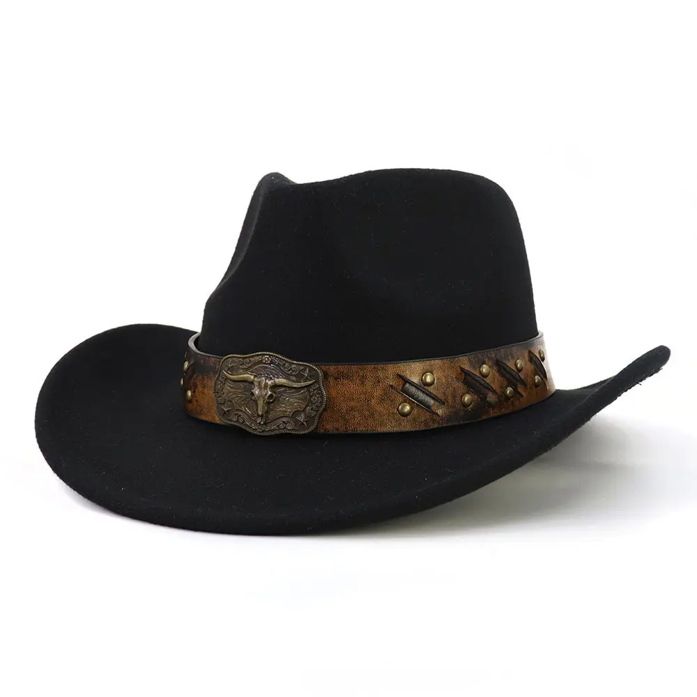 Women’s Black Woolen Cowboy Hat