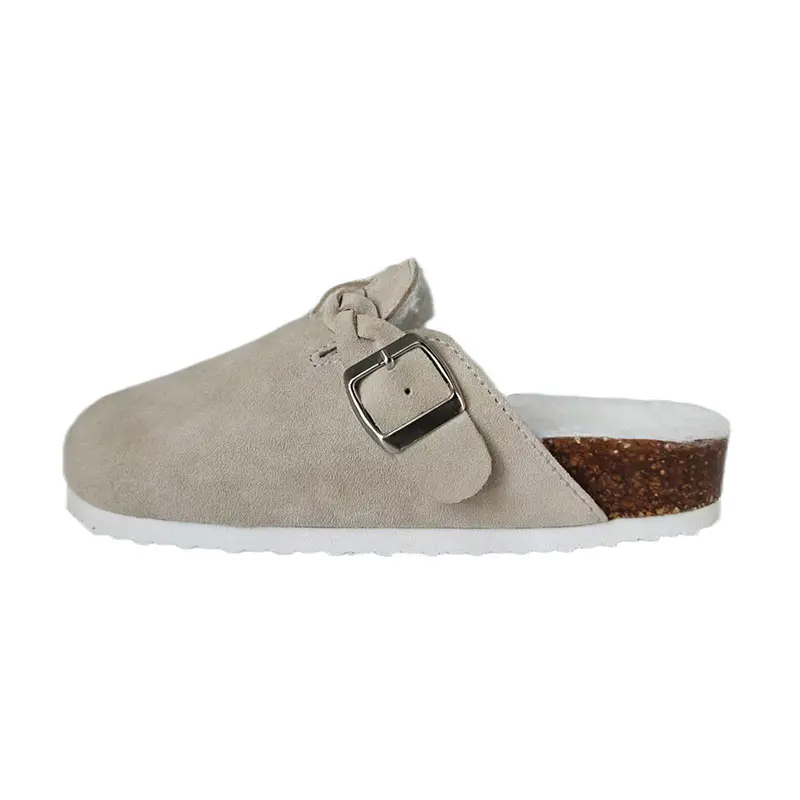 Women’s Camel Cow Suede Shearling Cork Birkenstocks