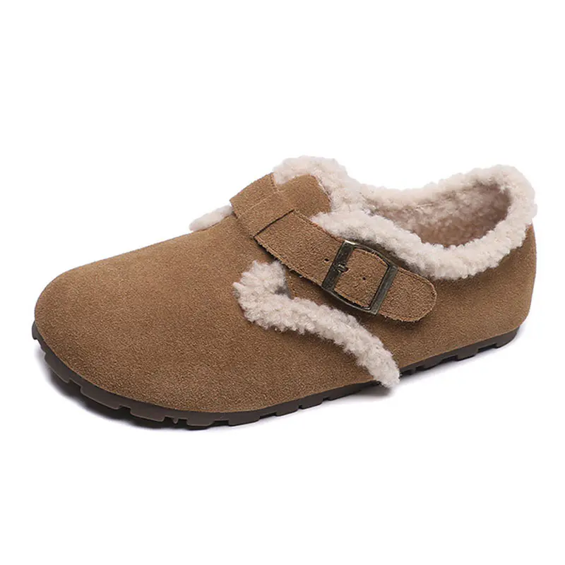Women’s Camel Cowhide Lambswool Covered Heel Birkenstocks