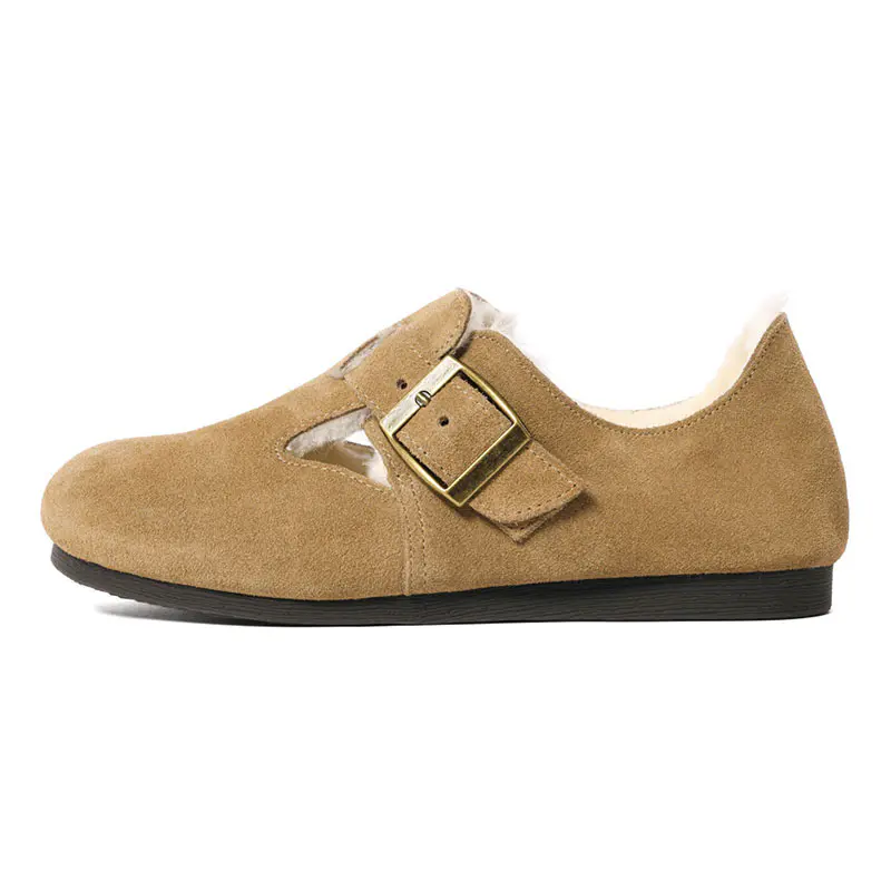 Women’s Camel Cowhide Wool Covered Heel Birkenstocks