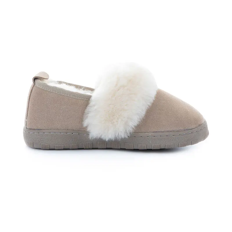 Women’s Camel Cowhide Wool Covered Toe Covered Heel Slippers