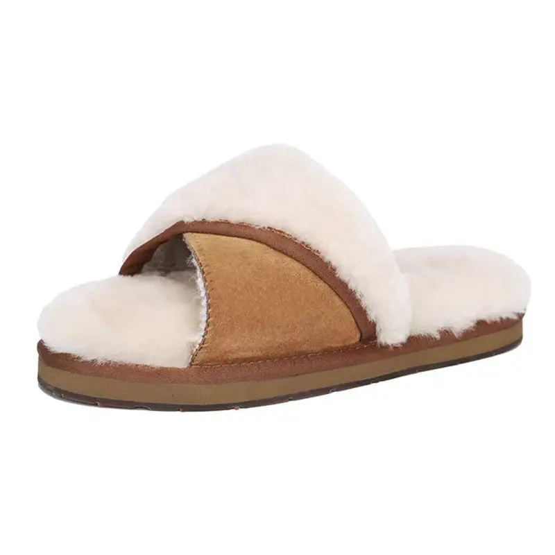 Women’s Chestnut Folded Wool Slippers