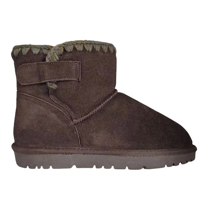 Women’s Chocolate Cow Suede Knit Wrap Mouth Wool Snow Boots