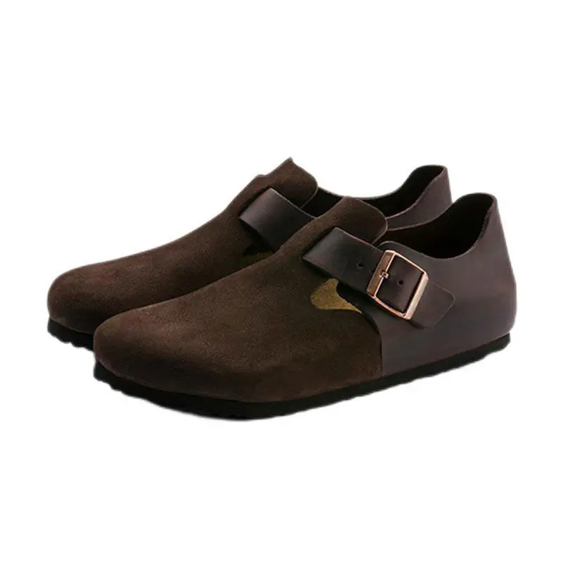 Women’s Coffee Cowhide Strap Covered Heel Birkenstocks