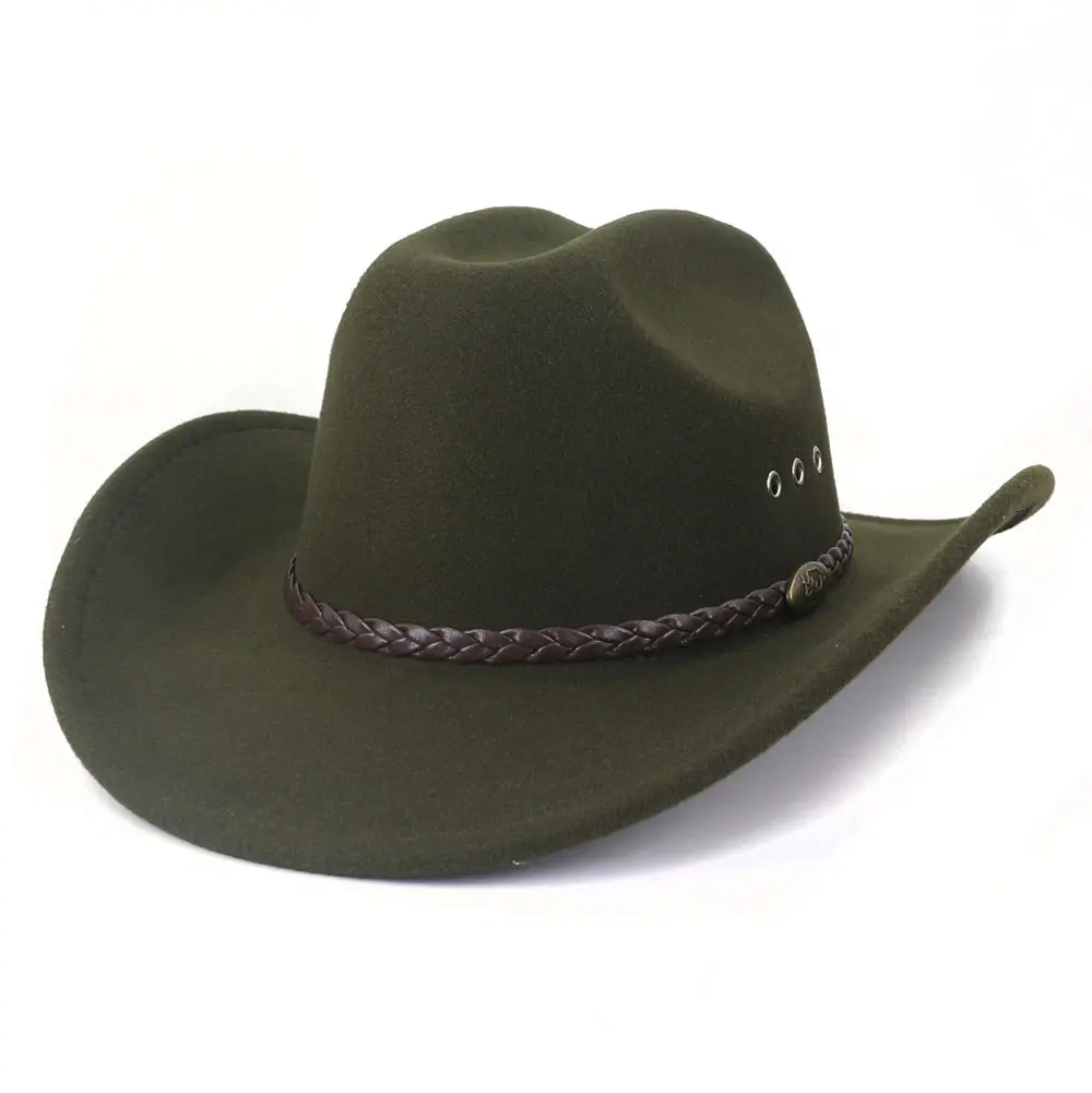 Women’s Dark Green Woolen Cowboy Hat