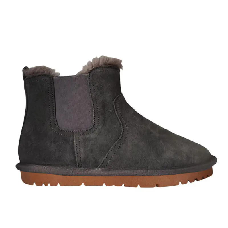 Women’s Grey Cow Suede Wool Chelsea Boots