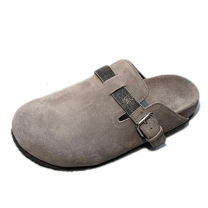 Women’s Grey Cowhide+Elastic Cork Birkenstocks