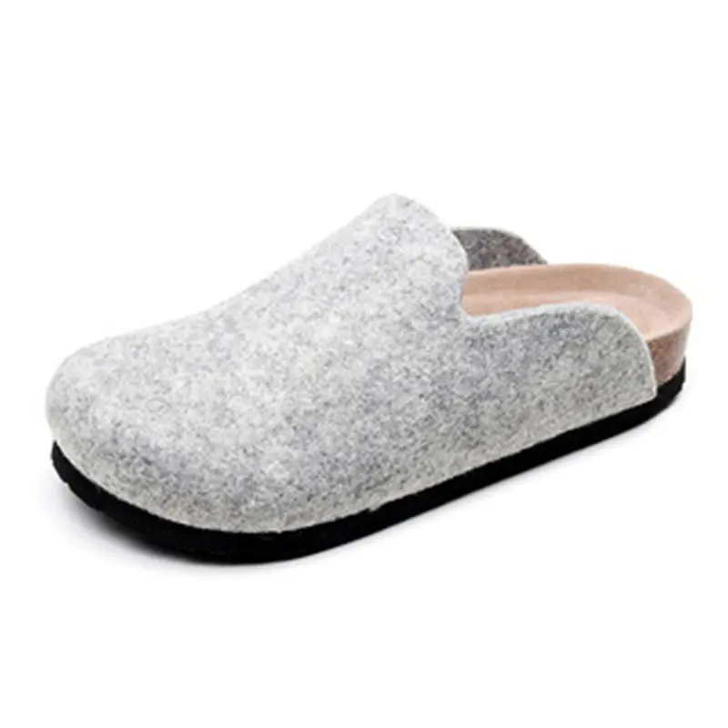 Children’s Grey Wool Felt Cork Slippers