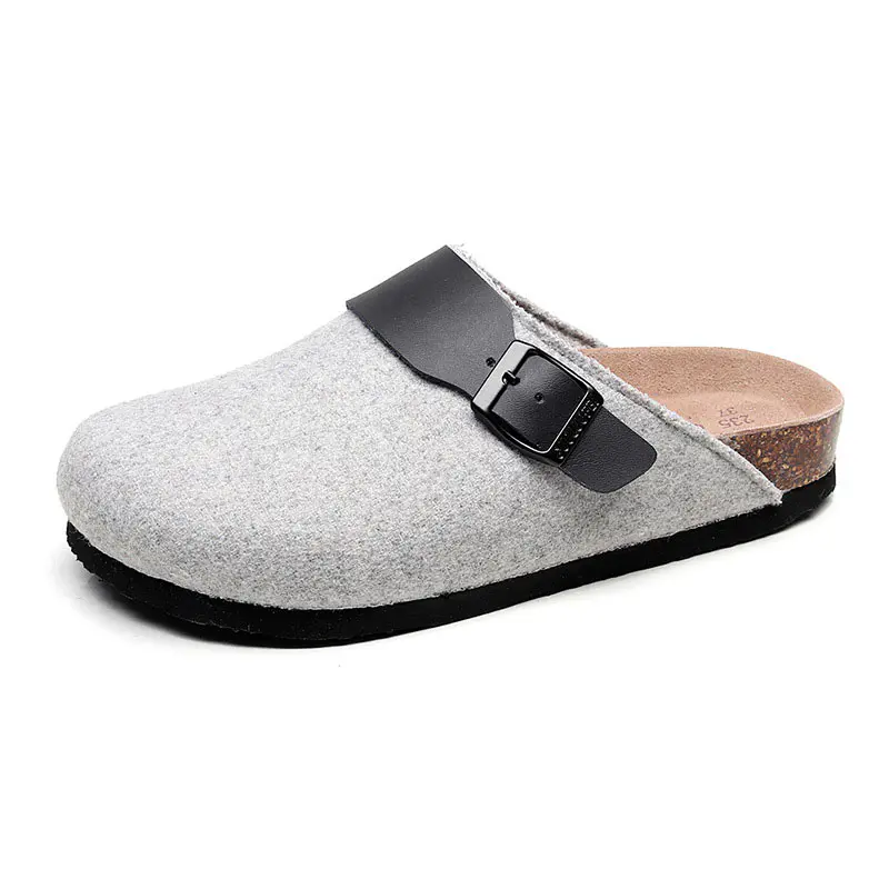 Children’s Grey Wool Felt Cork Slippers