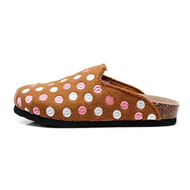 Children’s Orange Wool Felt Polka Dot Cork Slippers