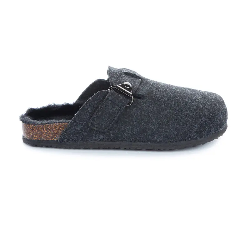 Children’s Grey Wool Felt Plush Cork Slippers