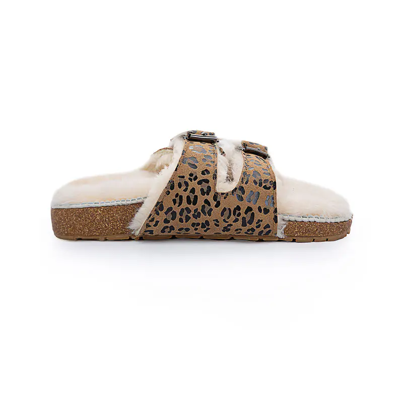 Women’s Leopard Adjustable Wool Cork Birkenstocks