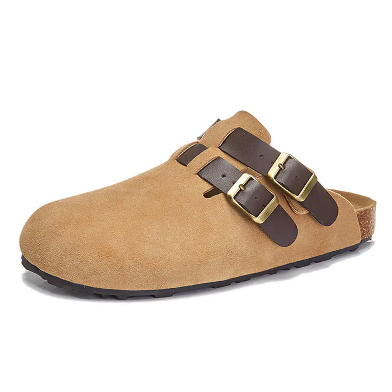 Women’s Maroon Cowhide+Brown Double Strap Cork Birkenstocks