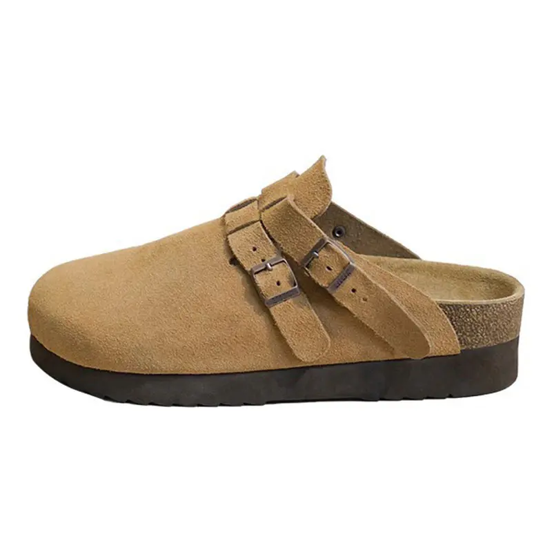Women’s Maroon Cowhide+Cowhide Double Strap Cork Birkenstocks